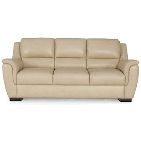 Contemporary Cream Leather Sofa